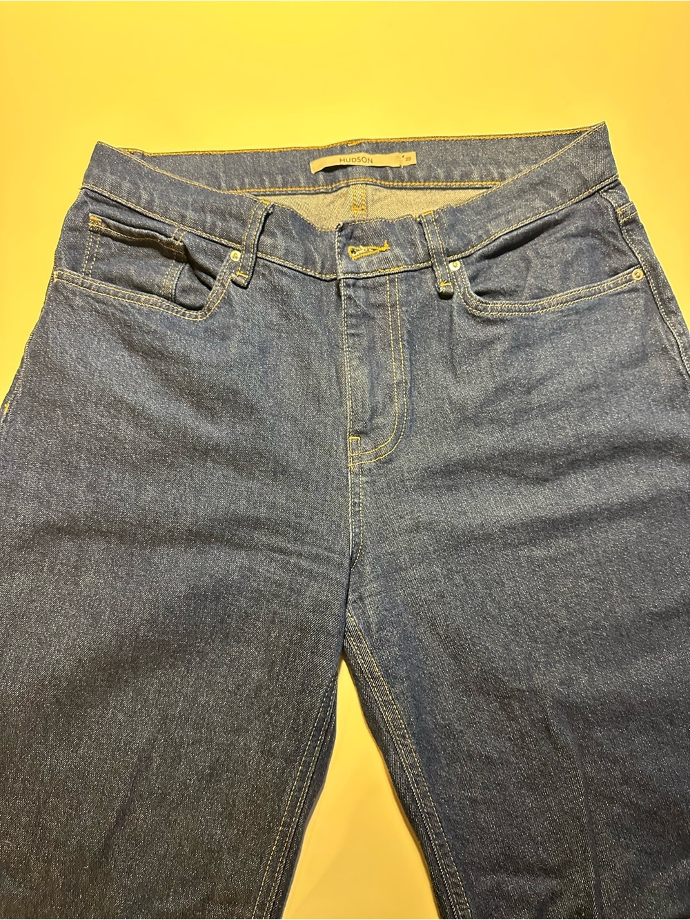 Hudson Jeans Wide Leg Denim in Dark Blue with Contrast Stitching